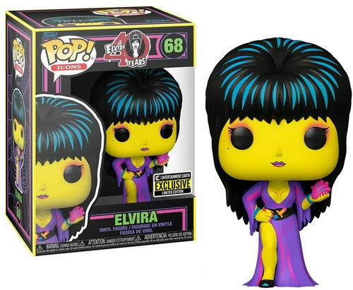 Funko POP! Icons Elvira #68 Entertainment Earth Exclusive Black Light