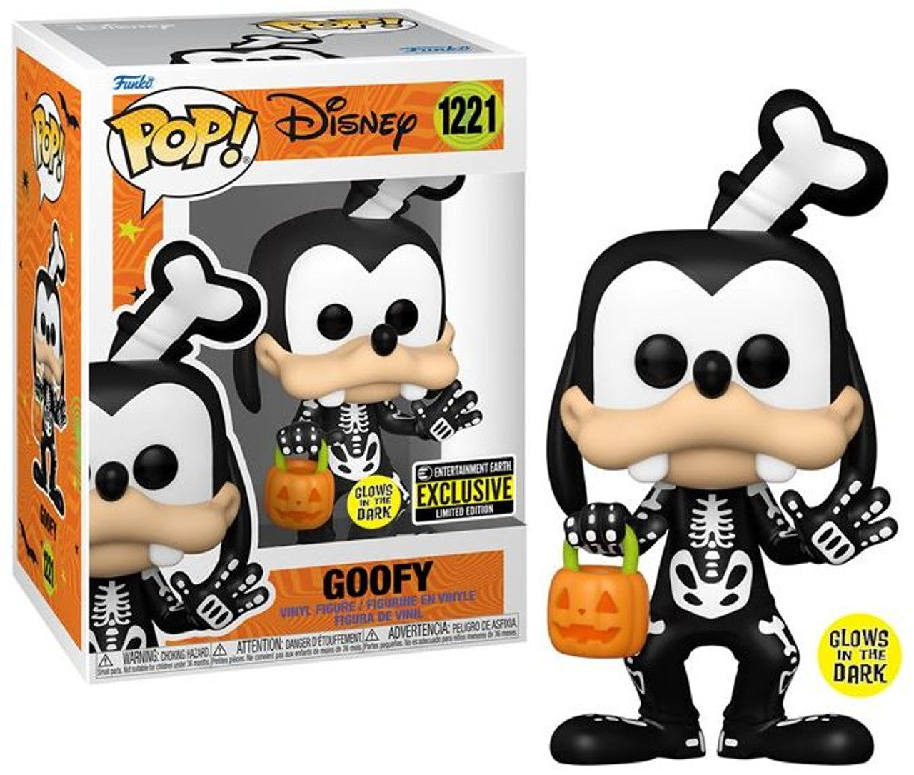 Funko POP! Disney Skeleton Goofy #1221 Entertainment Earth Exclusive Glow in the Dark