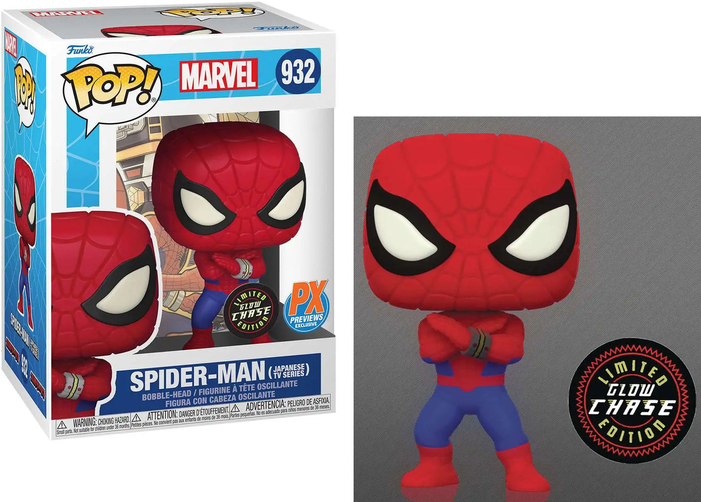 Funko POP! Marvel Spider-Man (Japanese TV Series) #932 PX Previews Exclusive Chase Variant Glow in the Dark